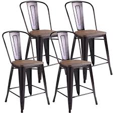 For a chair that does more than just sit there, go for this holland bar stool co contessa 25 in. Costway Costway 24 Tolix Style Dining Stools Wood Seat Backrest Industrial Metal Counter Height Stool Set Of 4 Modern Stackable Kitch