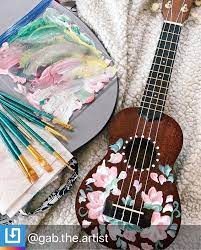 Repostby Gab The Artist I Also Got Pretty Risky Today And Decided To Paint My Uke Im No Painter And Im Definitely N Ukulele Art Painted Ukulele Ukulele Diy