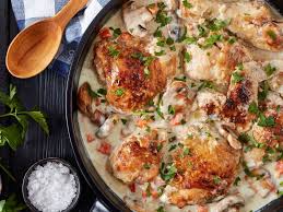 Poulet A La Creme Et Champignons Recette Recette Cuisse Poulet Creme Fraiche Recette Recette Poulet