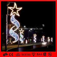 Decorate with the most cheerful color for the holiday season and one of the most patriotic colors too! China Christmas Motif Street Decoration Star Pole Mounted Lights China Pole Mounted Lights Star Light