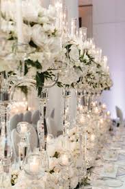 Romantic All White Wedding Reception Elegantwedding Ca White Weddings Reception White Wedding Table Setting Candelabra Wedding Centerpieces