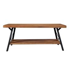 Includes coffee table and 2 end tables; Harper Bright Designs 44 In Brown Black Large Rectangle Wood Coffee Table With Metal Legs Wf036984daa 1 The Home Depot