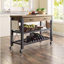 Baxton studio bristol rustic metal and wood rolling kitchen cart in black/brown. Buy Whalen Santa Fe Kitchen Cart With Metal Shelves And Tv Stand Feature Online In Indonesia 55208245