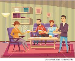 Home party flat vector illustration. Friends at... - Stock Illustration  [61906509] - PIXTA