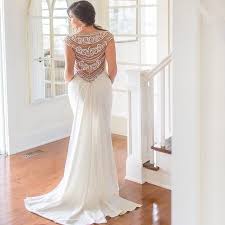 Beaded Stretch Crepe Wedding Dress David S Bridal Crepe Wedding Dress Wedding Dress Styles Glitter Bridesmaid Dresses
