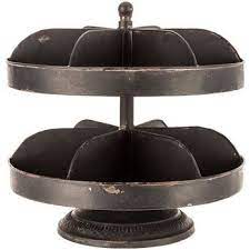 Antique Black 2 Tier Metal Tray Stand With Dividers Galvanized Metal Trays Metal Trays Tiered Stand