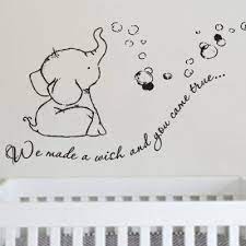 Adorable We Made A Wish Baby Elephant Wall Decal Sticker For Nursery S Elephant Nursery Decor Elephant Baby Rooms Elephant Nursery Wall