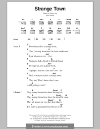 Strange Town (The Jam) By P. Weller - Sheet Music On MusicaNeo