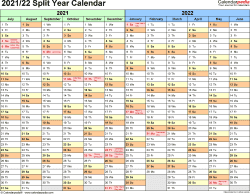 The current year is 2022 but calendar 2021, calendar 2023 and onwards are. Split Year Calendar Templates For 2021 2022 In Microsoft Word Format Excel Calendar Template Excel Calendar Calendar