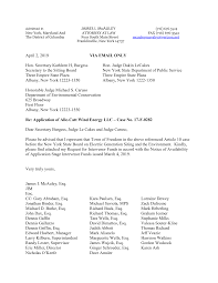 JAMES I. McAULEY April 2, 2019 VIA EMAIL ONLY Hon. Secretary Kathleen H,  Burgess Hon. Judge Dakin LeCakes Secretary to the Sit