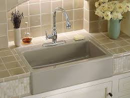 Check spelling or type a new query. Kohler K 6546 3 20 Dickinson 33 X 22 1 8 X 8 5 8 Apron Front Tile In Single Bowl Kitchen Sink With 3 Faucet Holes K 6546 3 20 Snyder Diamond