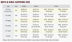 14 Best Size Charts Images Size Chart Size Chart For Kids