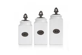 Black And White Canister Set Of 3 Lina 3 Piece Ceramic Canister Set In White By American Atelier Ceramic Canister Set French Country Kitchen Ceramic Canisters