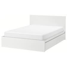 Modern rustic gray wood queen platform bed with storage. Malm Bed Frame High W 4 Storage Boxes White Luroy 140x200 Cm Www Megastore Com Mt