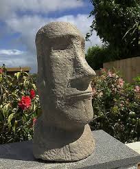 Standing 10 tall, this statue will look great in among flowers, or even indoors on a shelf. Large Easter Island Head Gonzalez Cornwall Stoneware Company Garden Gift Statues Lawn Ornam Stone Garden Statues Easter Island Heads Garden Ornaments