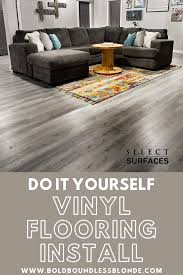 Unlike other laminate flooring we looked at, select surfaces' laminate is extra thick (14.3 mm) and comes with an attached foam backer. Vinyl Flooring Install Do It Yourself Bold Boundless Blonde