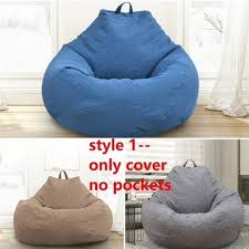 3 Sizes Large Bean Bag Sofa Cover With Pockets Lounger Chair Sofa Living Room Furniture Beanbag Bed For Adults Kids Just Cover No Filling Walmart Com In 2020 Bean Bag Sofa