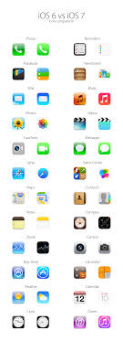 Ios 6 Vs Ios 7 Icon Comparison Chart Iclarified