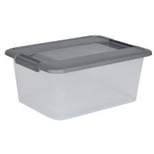 Box De Rangement A4 Transparente Couvercle Gris Poignees Clips 12 L Boite De Rangement Rangement Rangement Et Entretien Gifi