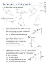 Similar to sine, cosine and tangent, there are three other trigonometric functions which are made by dividing one side by another Trigonometry Finding Lengths Worksheet Teaching Resources