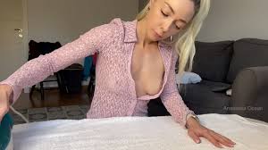 Sexy lady doing homework with clothes on her naked body. Flashing tits.  Downblouse. - XNXX.COM