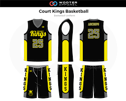 Black And Yellow Sublimation Basketball Jersey Court Kings Basketball Black Yellow Grey Custom Basketball Uniforms Jerseys Short Basketball Uniforms Design Custom Basketball Uniforms Basketball Uniforms