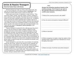 Active And Passive Transport 5th Grade Reading Comprehension Worksheet Passive Transport Reading Comprehension Worksheets Reading Comprehension