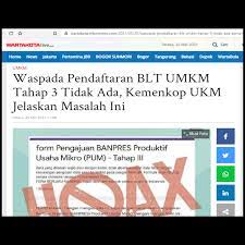Kali ini, diskopum jombang akan menerapkan proses pendafaftaran yang bereda untuk tahap 3 ini. Salah Link Pendaftaran Dan Data Penerima Bantuan Umkm Tahap 3 Hoax Buster Covid19 Go Id