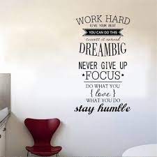 Work Hard Vinyl Quote Wall Stickers Motivational Decals Kids Study Office Wall Decals Wall Quotes Diy Wall Quotes Decals