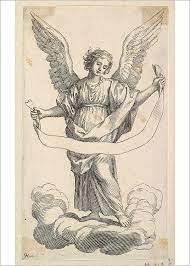 Print Of Angel With A Banderole Creator Claude Mellan In 2021 Angel Drawing Occult Art Angel Art
