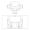 The tables are turned at an angle toward the head/speaker's table. 1