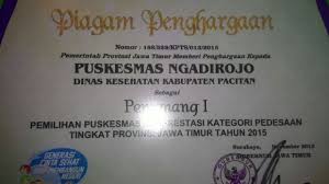 Maybe you would like to learn more about one of these? Piagam Penghargaan Puskesmas Berprestasi 2015 Foto Wira Swastika Pacitanku Com