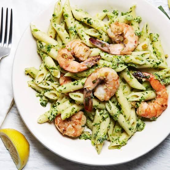 Penne In Creamy Pesto (Seafood)