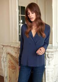 Ashleigh barty vs magda linette: Linette Shirt Blue Oil Silk Sezane