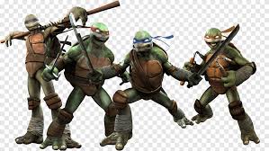The teenage mutant ninja turtles (often shortened as tmnt or ninja turtles) are a group of four anthropomorphic turtles and the titular main protagonists of the franchise with the same name.they are named after four renaissance artists, and were trained by their anthropomorphic rat sensei in the art of ninjutsu. Tmnt Characters Illustration Tmnt Fighting Group Comics Fantasy Png Pngegg