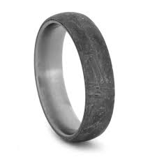 Simple Meteorite Ring In Titanium Etsy Mens Meteorite Ring Meteorite Ring Titanium Wedding Rings