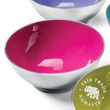 Bright pink plastic party bowls pk20. Hand Crafted Recycled Aluminium Salad Bowls