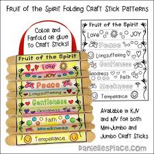 Fruit Of The Spirit Folding Craft Stick Printable Patterns In Kjv And Niv For Jumbo And Bible Crafts For Kids Sunday School Crafts For Kids Bible School Crafts
