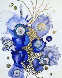 Maybe you would like to learn more about one of these? Purple Blue And Gold Abstract Coral Reef Etsy Coral Art Coral Painting Underwater Art