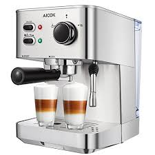Espresso Machine Aicok Cappuccino And Latte Coffee Maker 15 Bar Espresso Maker With Independent Mil Espresso Machine Latte Coffee Maker Home Espresso Machine