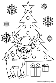 Print christmas coloring pages for free and color our christmas coloring ️! Reindeer With Christmas Tree And Gift Boxes Coloring Pages Reindeer Coloring Pages Coloring Pages For Kids And Adults