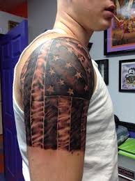 Flag on calf black and grey tattoo picture at. 40 Famous Black And Grey Flag Tattoos