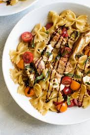 Balsamic Glazed Chicken With Caprese Pasta Recipe Balsamic Chicken Pasta Balsamic Glazed Chicken Glazed Chicken