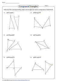 There are five ways to find if two triangles are congruent: Indicate The Congruent Angles And Sides Triangle Worksheet Angles Worksheet Congruent Triangles Worksheet