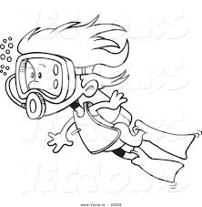 Vector Of A Cartoon Scuba Girl Swimming Outlined Coloring Page Coloring Pages Vector Design Art Instructions
