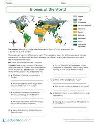 Biomes Of The World Worksheet Education Com