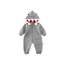 Amazon Com Allaibb Baby Shark Costumes Onesie Cotton 3d Cartoon Romper Cute Jumpsuit Hooded Outwear For Newborn Infant Kids Boys Girls 12 18m Gray Clothing Shoes Jewelry
