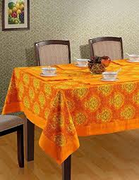 Amazon Com Colorful Rectangular Damask Print Cotton Tablecloth 60 X 90 Cover For 6 Seat Table Orange Rust And Gold Table Cloth Table Damask Print