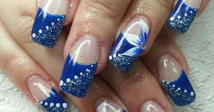 nagel gelnagel blau weiss glitzer blume strass punkte nails gelnails blue white glitter strass pounds paznokcie zelowe niebieskie b blaue nagel nagel nagel blau