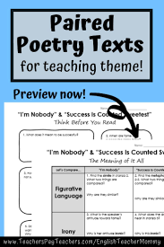 Emily Dickinson Poetry Paired Texts For Theme Printable Digital Poetry Analysis Worksheet Poetry Middle School Teaching Figurative Language